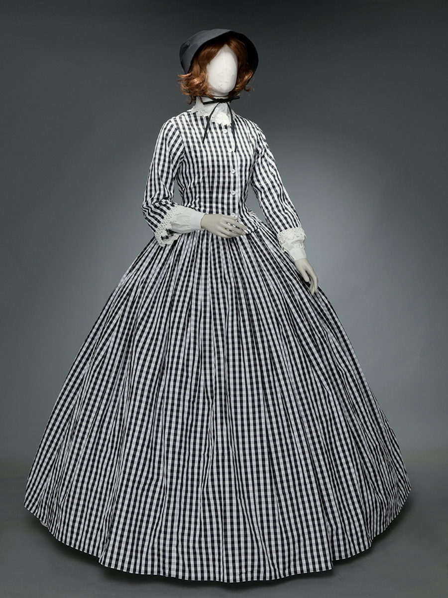 Victorian Civil War Dickens Tartan Day Dress Pioneer Women Theater