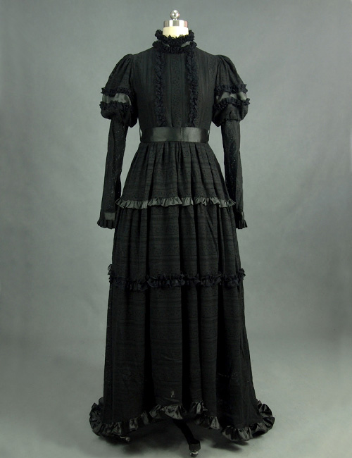 Black Victorian Edwardian Gothic Wedding Vintage Premium Lace Dress ...
