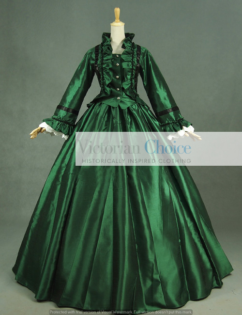 Victorian Christmas Holiday Green Dress Dickens Christmas Caroler Carol ...